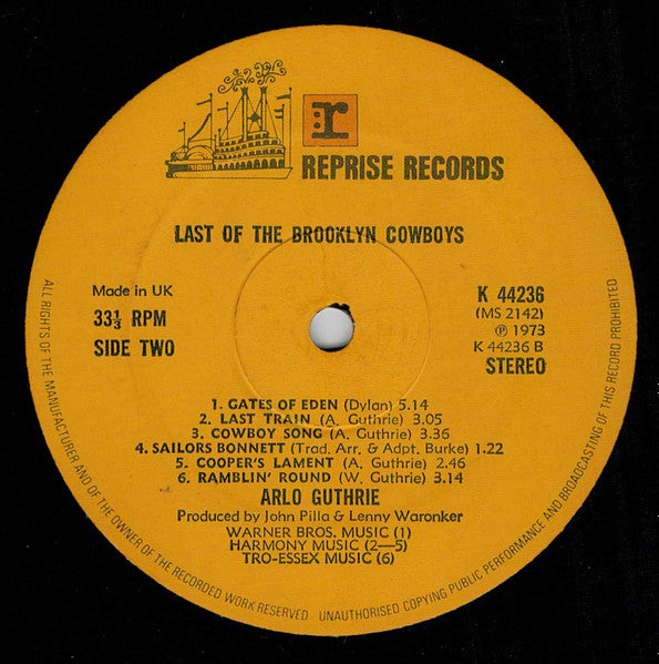 Arlo Guthrie : Last Of The Brooklyn Cowboys (LP, Album, Gat)
