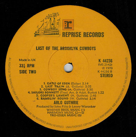 Arlo Guthrie : Last Of The Brooklyn Cowboys (LP, Album, Gat)