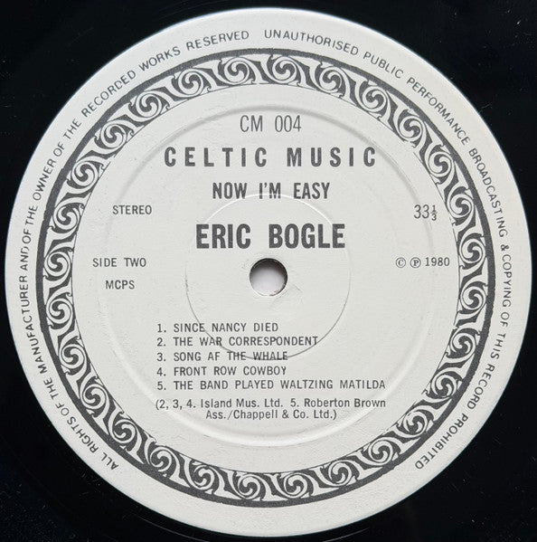 Eric Bogle : Now I'm Easy (LP, Album)