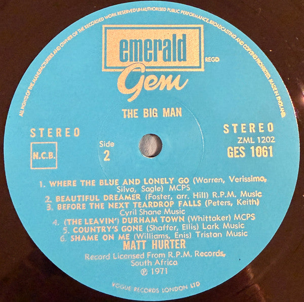 Matt Hurter : The Big Man (LP, Album)