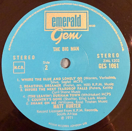 Matt Hurter : The Big Man (LP, Album)