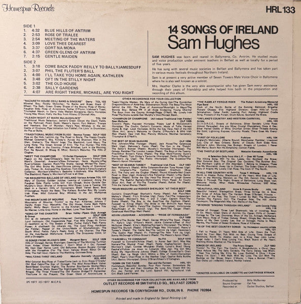 Sam Hughes : 14 Songs Of Ireland (LP, Comp)