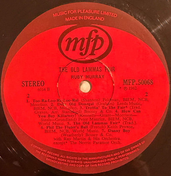 Ruby Murray ,with Ray Martin And His Orchestra, Norrie Paramor And His Orchestra : The Old Lammas Fair (LP, Album)