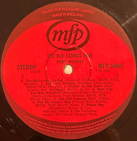 Ruby Murray ,with Ray Martin And His Orchestra, Norrie Paramor And His Orchestra : The Old Lammas Fair (LP, Album)