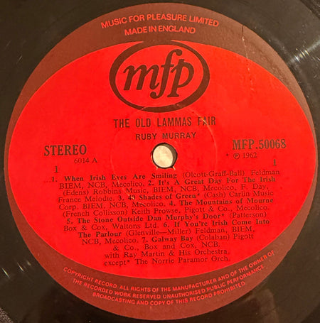Ruby Murray ,with Ray Martin And His Orchestra, Norrie Paramor And His Orchestra : The Old Lammas Fair (LP, Album)