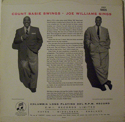 Count Basie And Joe Williams : Count Basie Swings And Joe Williams Sings (LP, Album, Mono)