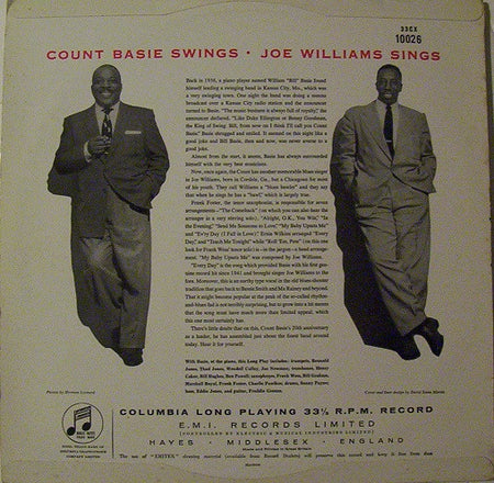 Count Basie And Joe Williams : Count Basie Swings And Joe Williams Sings (LP, Album, Mono)