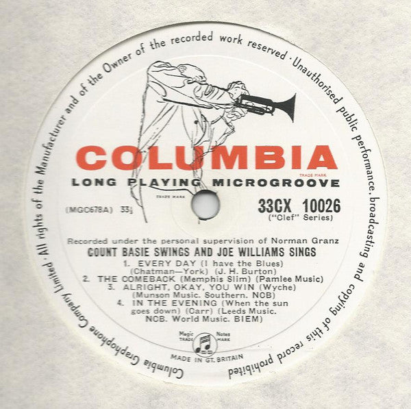 Count Basie And Joe Williams : Count Basie Swings And Joe Williams Sings (LP, Album, Mono)