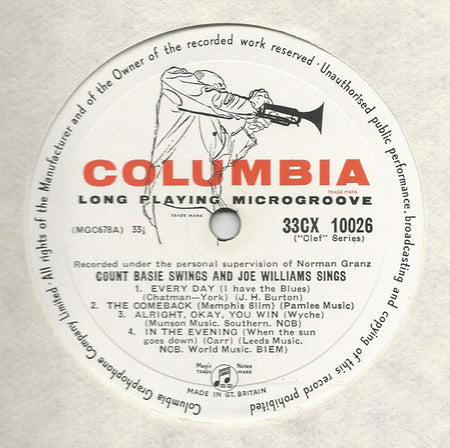 Count Basie And Joe Williams : Count Basie Swings And Joe Williams Sings (LP, Album, Mono)