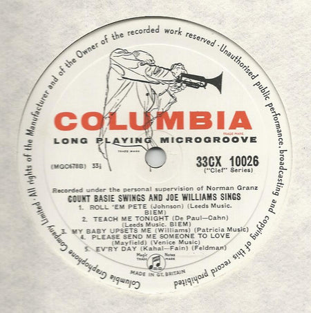 Count Basie And Joe Williams : Count Basie Swings And Joe Williams Sings (LP, Album, Mono)