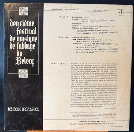 Chorales du Léon, Roger Abjean : Deuxième Festival De Musique De L'Abbaye Du Relecq – Les Deux Bretagnes (LP, Comp)