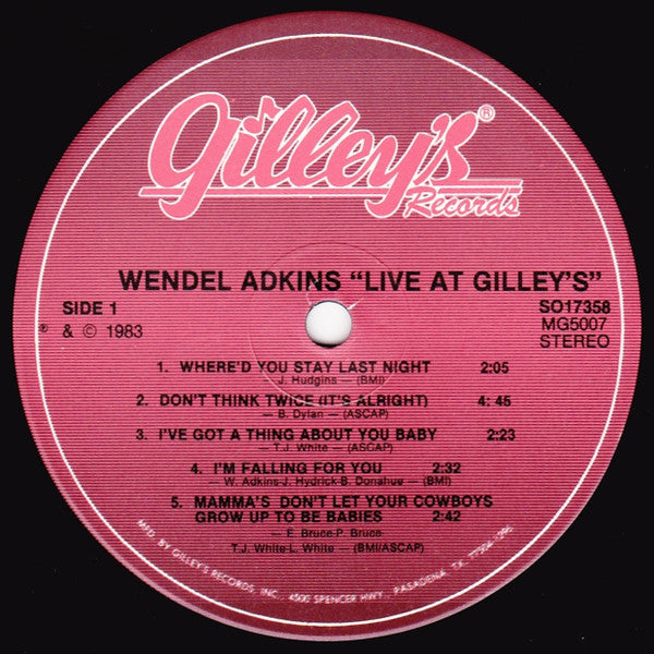 Wendel Adkins : Live At Gilley's (LP, Album)