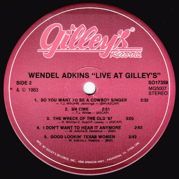 Wendel Adkins : Live At Gilley's (LP, Album)