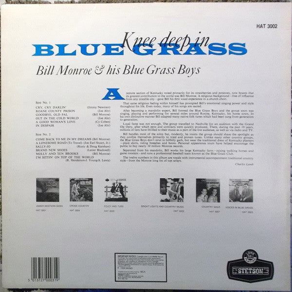 Bill Monroe And His Blue Grass Boys* : Knee Deep In Blue Grass (LP, Album, Mono, RE)