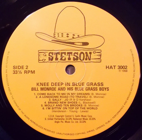 Bill Monroe And His Blue Grass Boys* : Knee Deep In Blue Grass (LP, Album, Mono, RE)