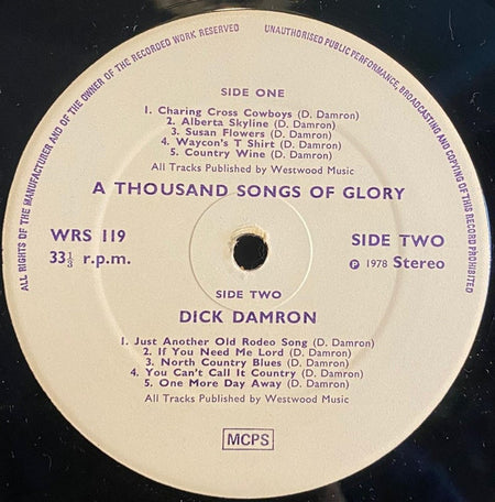 Dick Damron : A Thousand Songs Of Glory (LP, Album)