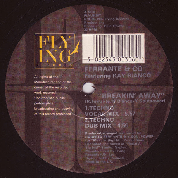 Ferrante & Co* Featuring Kay Bianco : Breakin' Away (12")