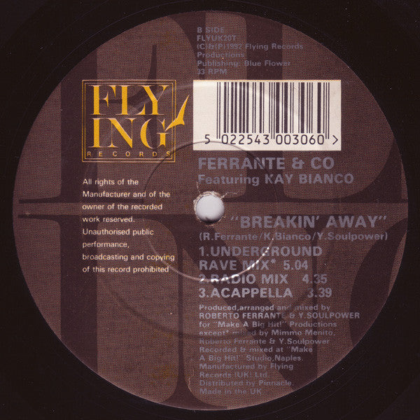 Ferrante & Co* Featuring Kay Bianco : Breakin' Away (12")