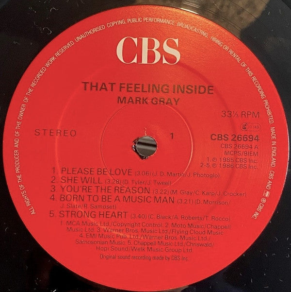 Mark Gray (4) : That Feeling Inside (LP, Album)