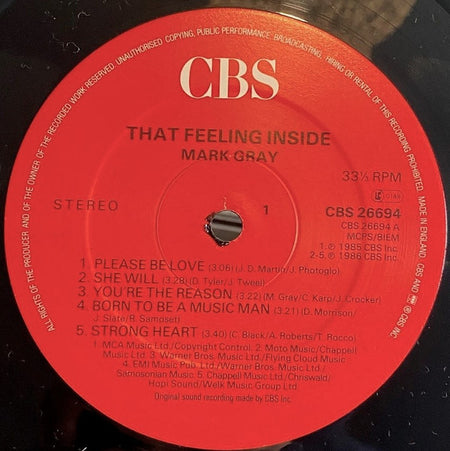 Mark Gray (4) : That Feeling Inside (LP, Album)