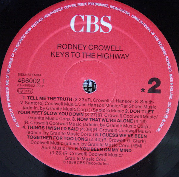 Rodney Crowell : Keys To The Highway (LP, Album)