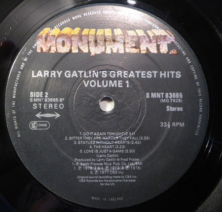 Larry Gatlin : Larry Gatlin's Greatest Hits Volume 1 (LP, Comp)