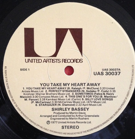 Shirley Bassey : You Take My Heart Away (LP, Album)