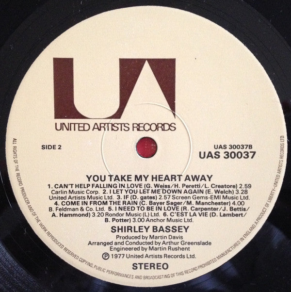 Shirley Bassey : You Take My Heart Away (LP, Album)