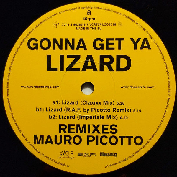 Mauro Picotto : Gonna Get Ya Lizard (12")