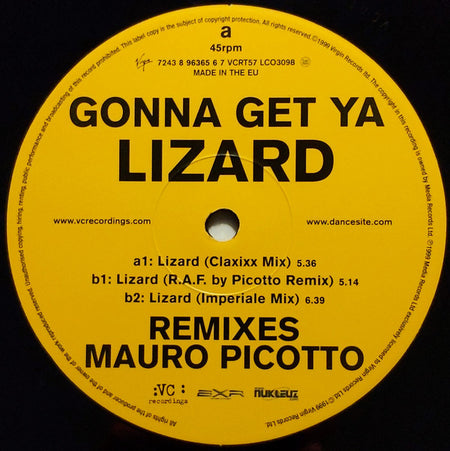 Mauro Picotto : Gonna Get Ya Lizard (12")