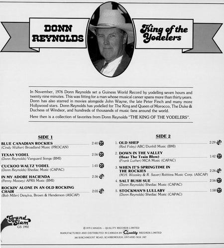 Donn Reynolds : King Of The Yodelers (LP, Album)