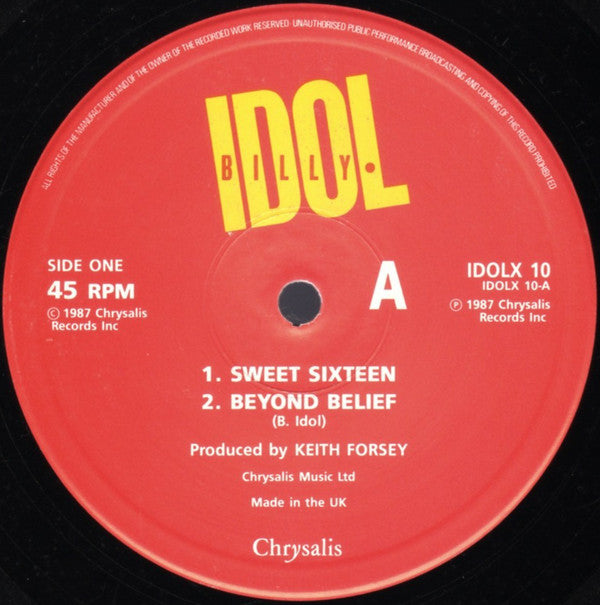 Billy Idol : Sweet Sixteen (12", Single)