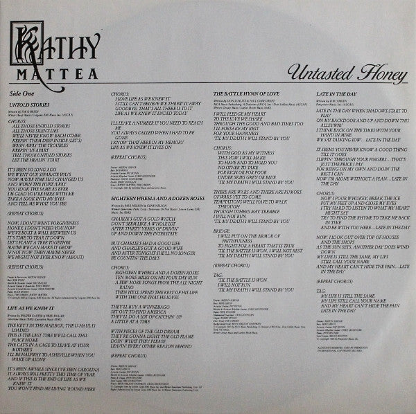 Kathy Mattea : Untasted Honey (LP, Album)
