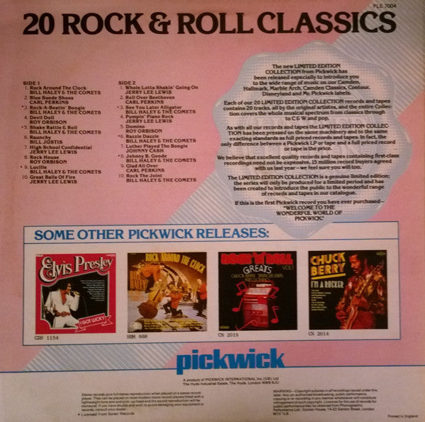 Various : 20 Original Rock & Roll Classics (LP, Comp)