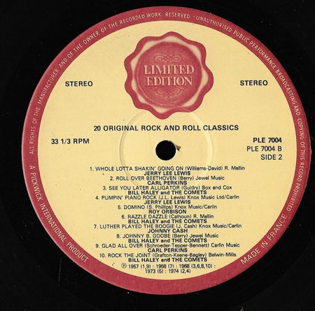 Various : 20 Original Rock & Roll Classics (LP, Comp)