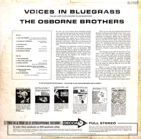 The Osborne Brothers : Voices In Bluegrass (LP, Album)