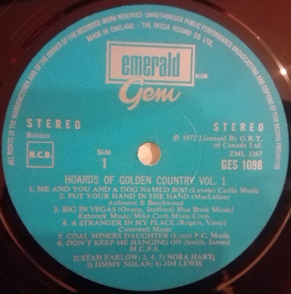 Various : Hoards Of Golden Country Vol. 1 (LP, Comp)