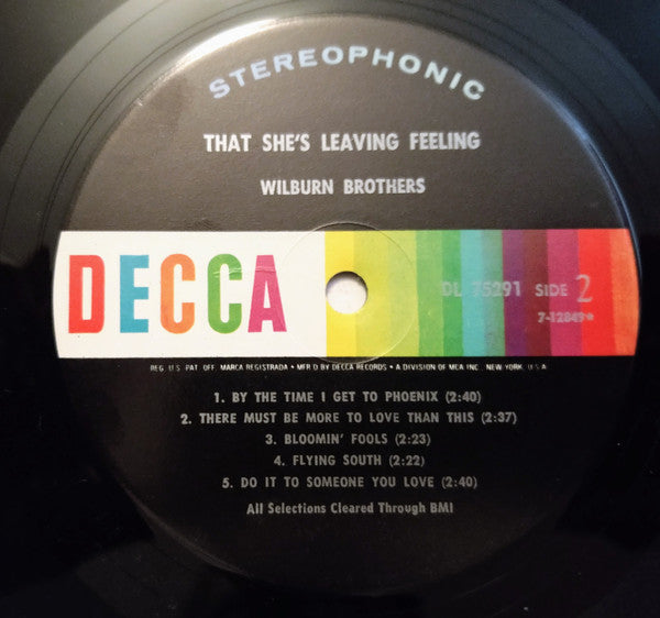 The Wilburn Brothers : That She's Leaving Feeling (LP, Album, Glo)