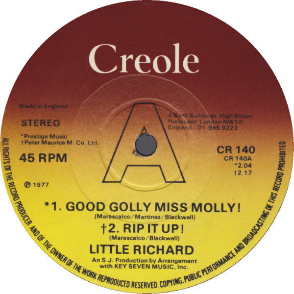 Little Richard : Good Golly Miss Molly ! / Rip It Up / By The Light Of The Silvery Moon (12")