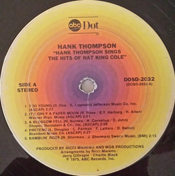 Hank Thompson : Sings The Hits Of Nat "King" Cole (LP, Album)