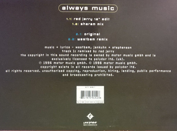 Westbam, Koon + Stephenson* : Always Music (12")