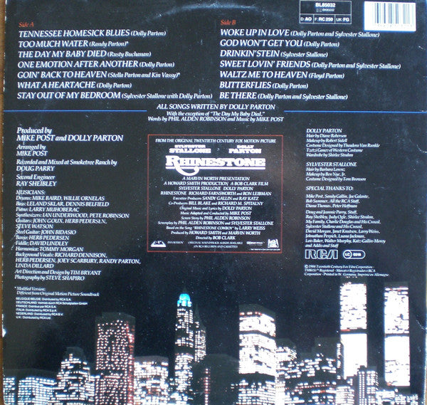 Various : Rhinestone (Original Soundtrack Recording From The Twentieth Century Fox Motion Picture) (LP, Album)