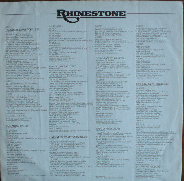 Various : Rhinestone (Original Soundtrack Recording From The Twentieth Century Fox Motion Picture) (LP, Album)