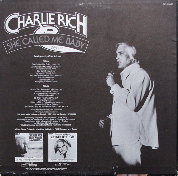 Charlie Rich : She Called Me Baby (LP, Album, Comp)