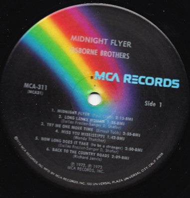 The Osborne Brothers : Midnight Flyer (LP, Album, Pin)