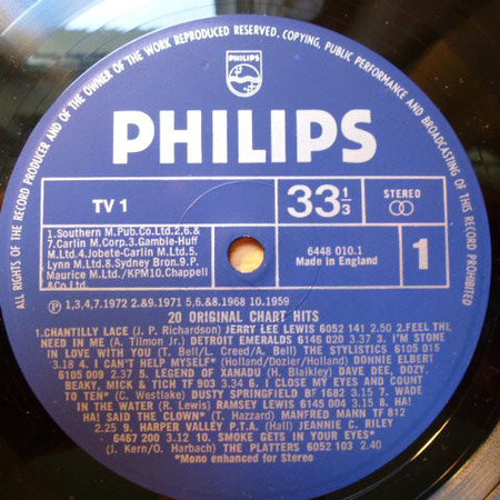 Various : 20 Original Chart Hits  (LP, Comp, Mad)