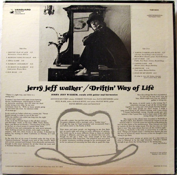 Jerry Jeff Walker : Driftin' Way Of Life (LP, Album, RE)