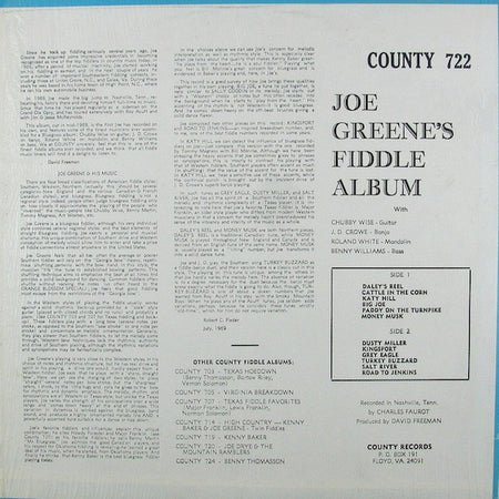 Joe Greene (3) : Joe Greene's Fiddle Album (LP, Album, Col)
