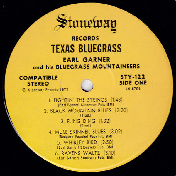 Earl Garner And  The Bluegrass Mountaineers : Texas Bluegrass (LP, Album)