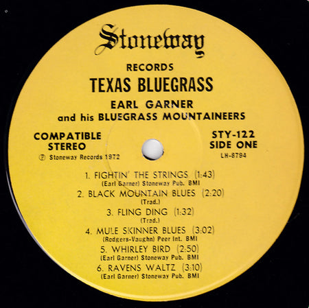 Earl Garner And  The Bluegrass Mountaineers : Texas Bluegrass (LP, Album)